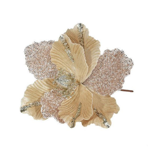 Champagne Velvet Magnolia with Glitter Leaf (Dia26cm) - Lost Land Interiors