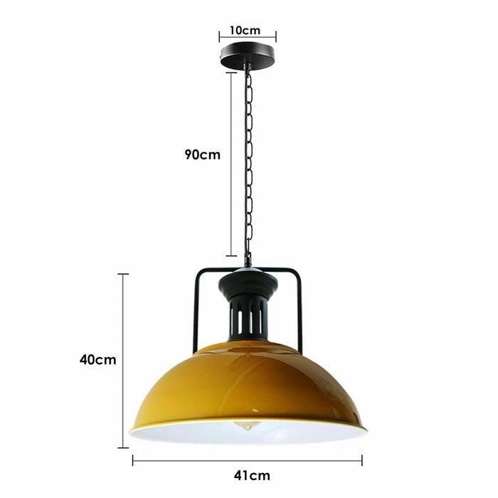 Industrial vintage Metal  Adjustable Hanging ceiling Yellow Lampshades E27Uk holder~3805 - Lost Land Interiors