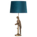 Percy The Parrot Gold Table Lamp With Teal Velvet Shade - Lost Land Interiors