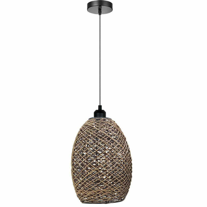 Rattan Wicker Ceiling Pendant Light Shade Hanging Light Antique décor Lampshade - Lost Land Interiors
