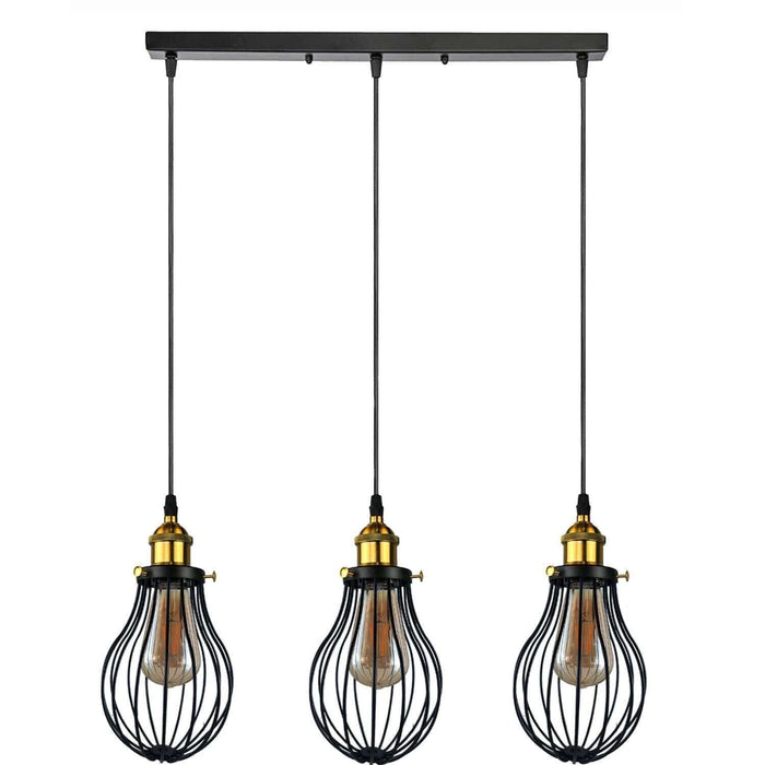 Industrial 3 Way Hanging Pendant Ceiling Light Cover Decorative Cage light fixture~3447 - Lost Land Interiors