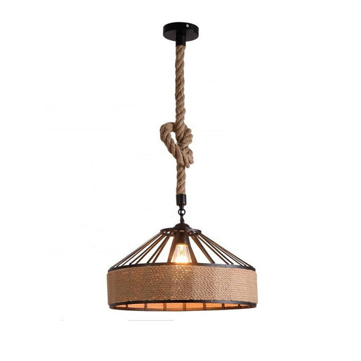 Vintage Retro Industrial Loft Hemp Rope Iron Pendant Ceiling Light Retro Lamp UK~2122 - Lost Land Interiors