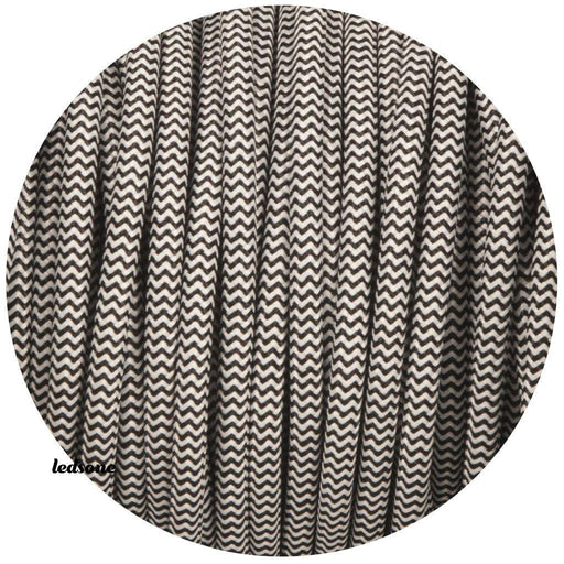 3 core Round Vintage Braided Fabric Black and White Cable Flex 0.75mm~3192 - Lost Land Interiors