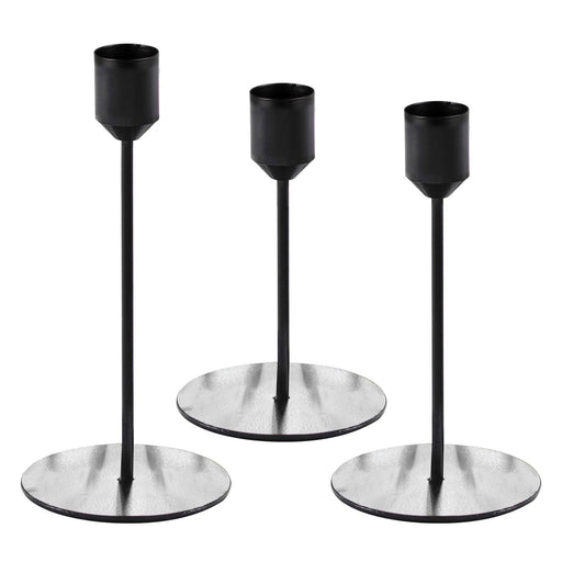Matte Black Metal Candle Holders Three - Lost Land Interiors