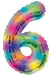 (34 inch) Number Balloon - 6 - Rainbow. Air Filled Foil Balloon - Lost Land Interiors