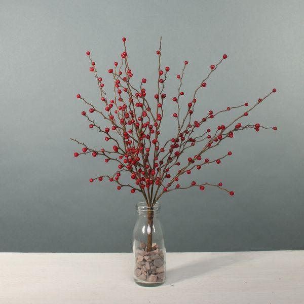 Artificial Berry Spray Exterior Pip Bunch Pick Red Berries - Lost Land Interiors
