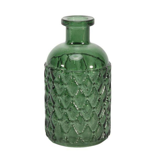 Pear Greeb Romagna Glass Bottle (13cm x 7cm) Textured Small Table Vase - Lost Land Interiors
