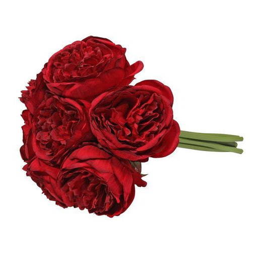 Aquitaine Peony Bunch Red 34cm (7 flowers) Artificial Peonies Silk Flowers - Lost Land Interiors