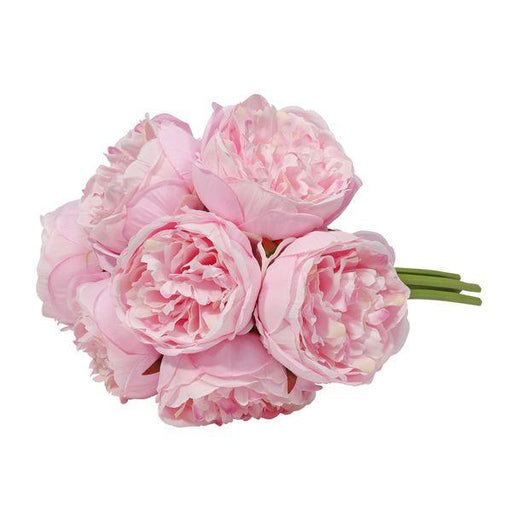 Aquitaine Peony Bunch Pink 34cm (7 flowers bunch Artificial Peonies Silk Flowers - Lost Land Interiors