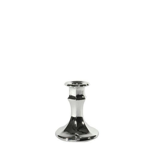 Celestia Candlestick- Electroplate Silver Glass (10cm) - Lost Land Interiors