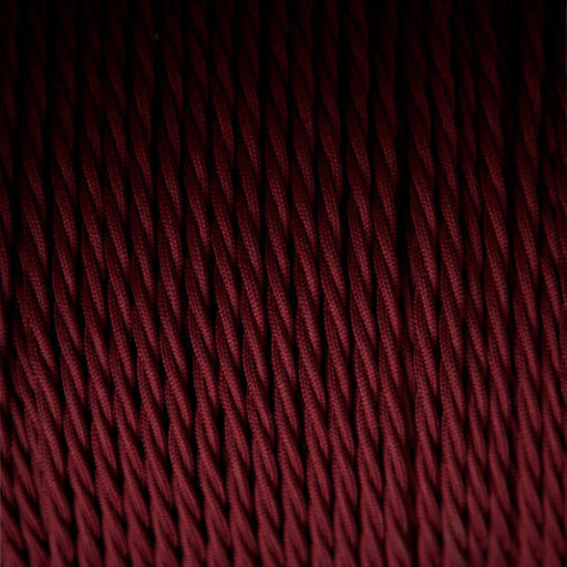 5m Burgundy 2 Core Twisted Electric Fabric 0.75mm Cable~1755 - Lost Land Interiors