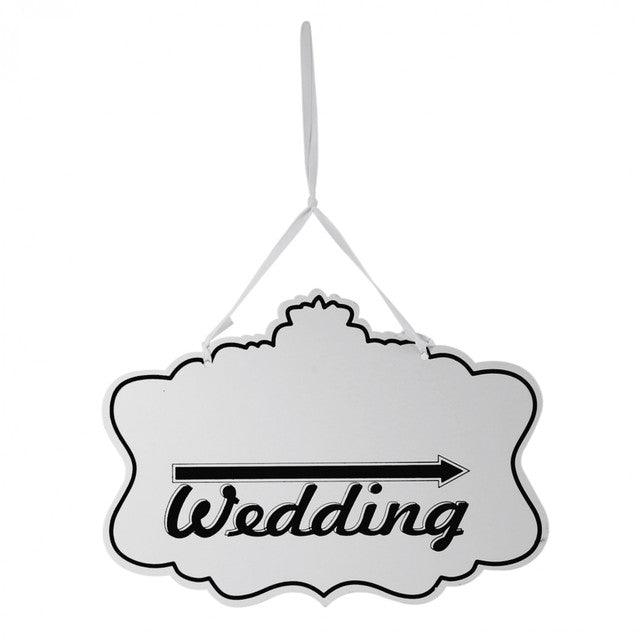 White Wooden Board Hanger Wedding Sign - Lost Land Interiors