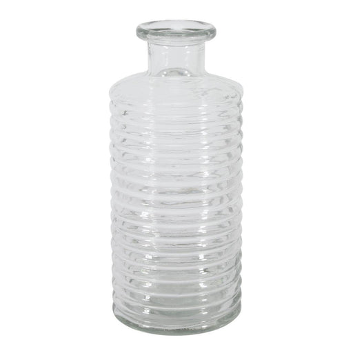 Horizontal ribbed bottle Vase (21.5cm x 10cm) Glass Vase - Lost Land Interiors