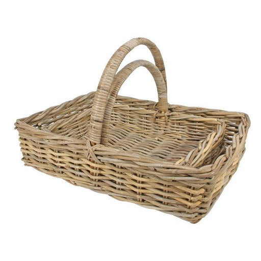 Cane Rectangular Hamper Baskets with Handles (Set of 2) - Lost Land Interiors