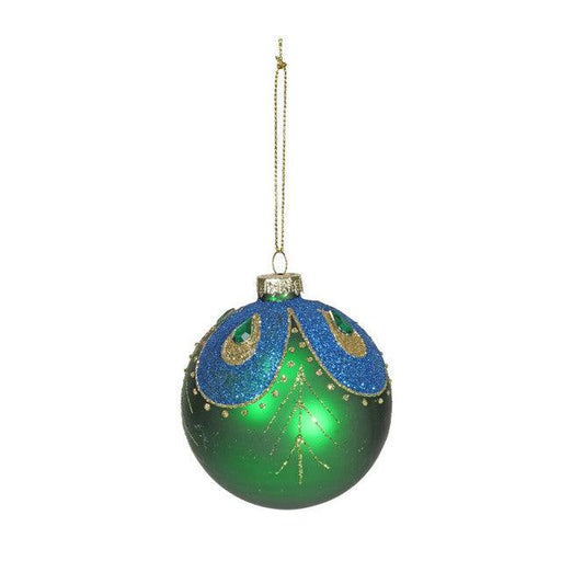 Green and Blue Glass Bauble (Dia8cm) - Lost Land Interiors