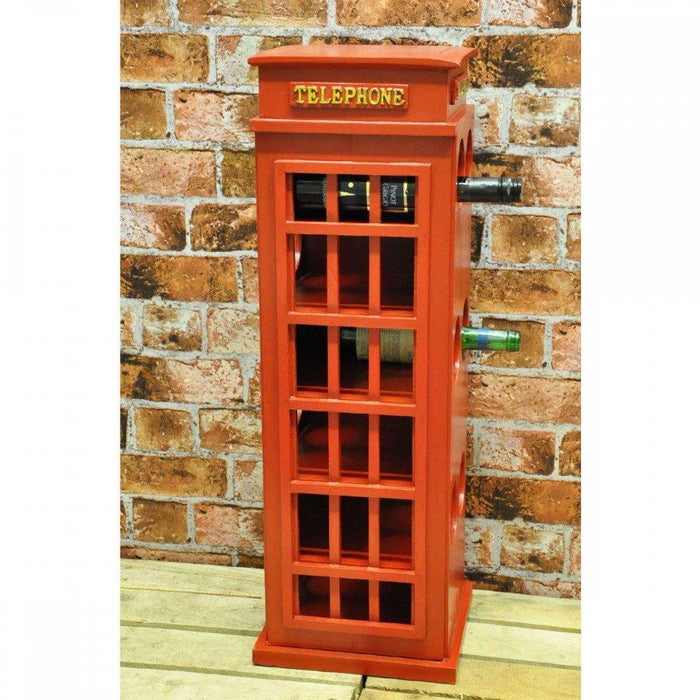 Wooden Telephone Box Wine Rack 77cm - Lost Land Interiors