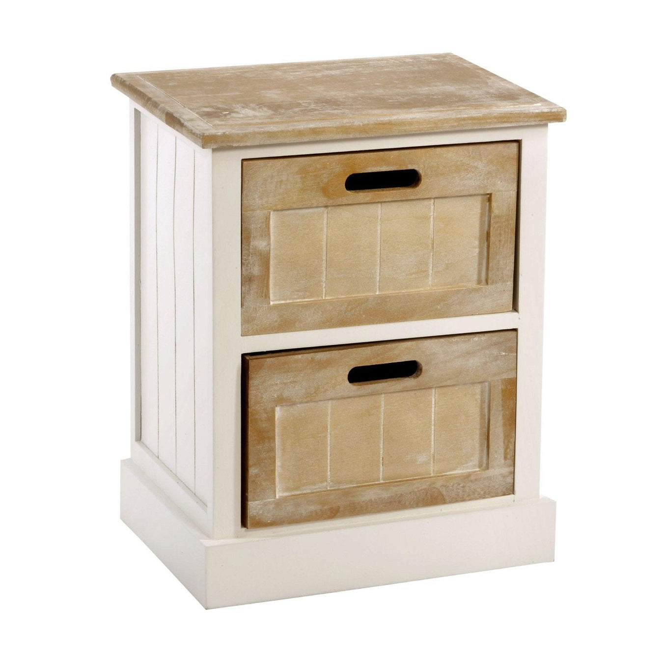 White Wooden Cabinet 2 Drawer 38 x 28 x 48cm - Lost Land Interiors
