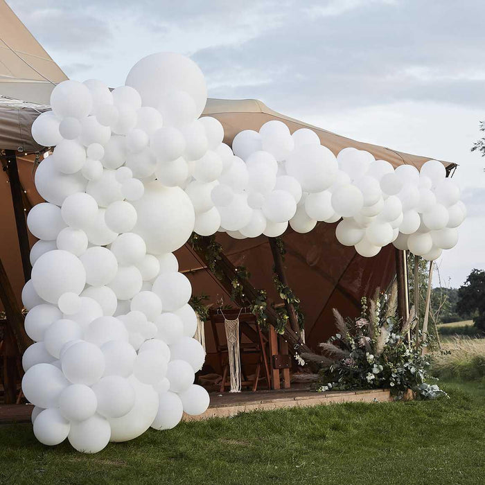 Luxe White Balloon Arch Kit 200 x Eco Friendly Bio-degradable Balloons - Lost Land Interiors
