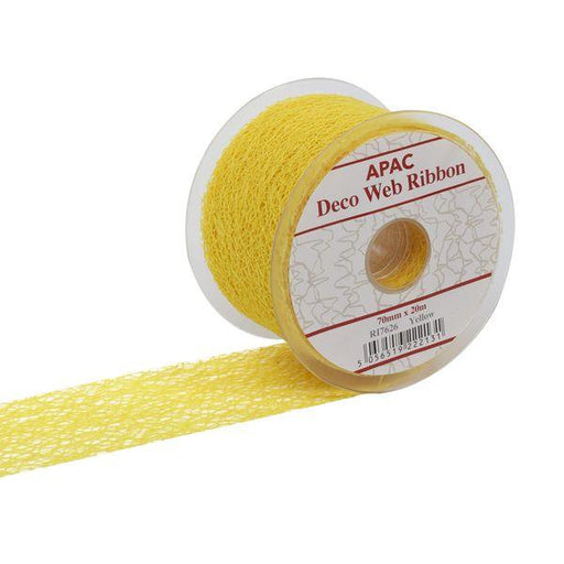 Yellow Deco Web Ribbon (70mm x 20m) - Lost Land Interiors