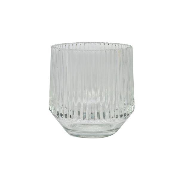 Rigel Ribbed Glass Votive (9.5cm x 9.7cm) Candle Holder Jar - Lost Land Interiors