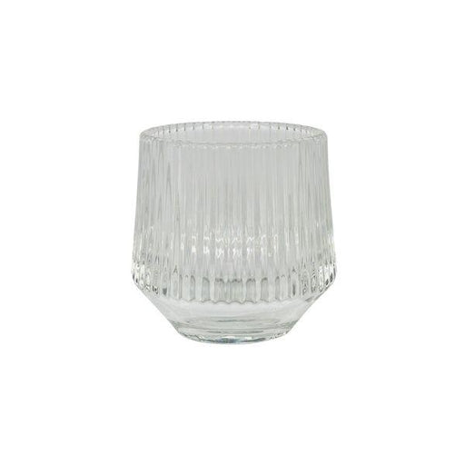 Rigel Ribbed Glass Votive (8cm x 8cm) Candle Tealight Holder - Lost Land Interiors