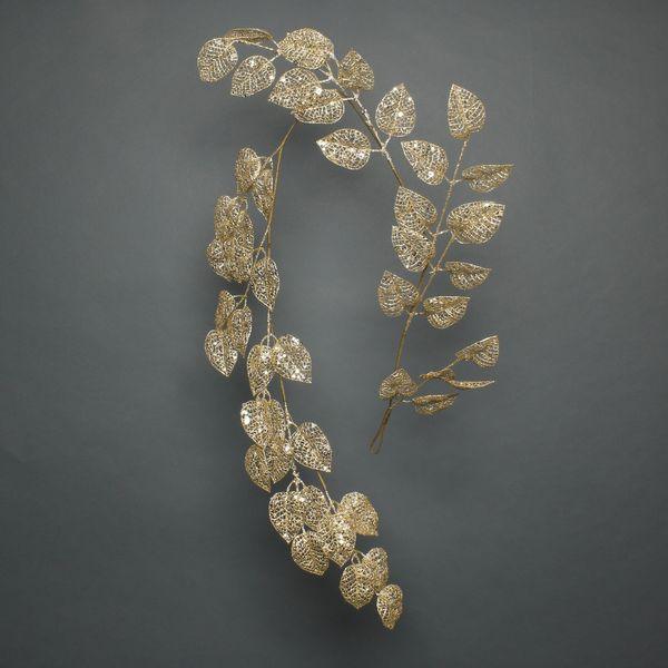 Gold Glitter Leaf Garland (150cm) - Lost Land Interiors