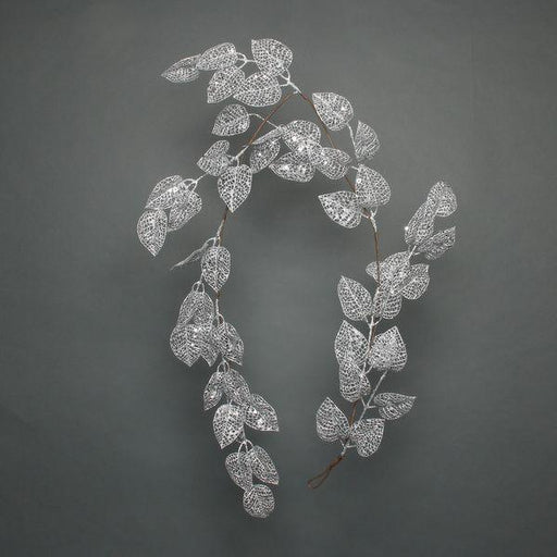 Silver Glitter Leaf Garland (150cm) - Lost Land Interiors