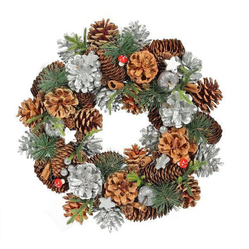 Star & Woodland Pinecone Cinnammon Wreath (36cm) Christmas Door Hanging - Lost Land Interiors