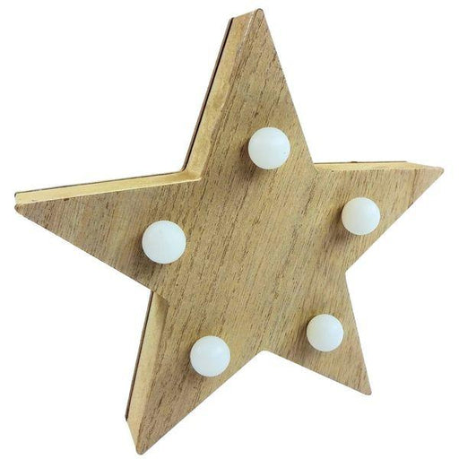 LED Wooden Star (20x20x3cm) Christmas Decoration - Lost Land Interiors