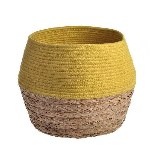 Yellow Straw Basket (28cm) Storage - Lost Land Interiors