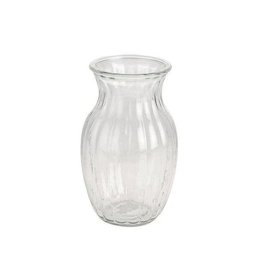 Glass Olpe Vase (19cm) Classic Hant Tied Ribbed Flower Vase - Lost Land Interiors