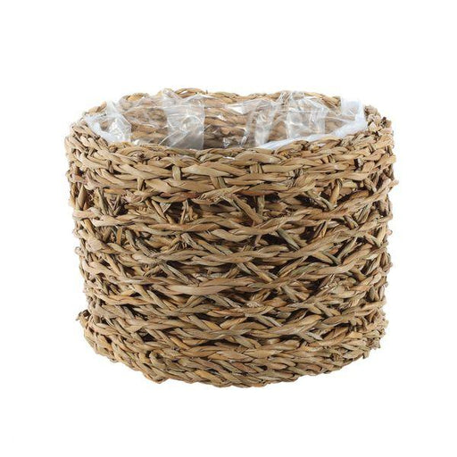 Natural Seagrass Basket (15.5 x 21cm) Round Indoor Planter Lined Baskets - Lost Land Interiors