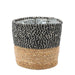 Handwoven Seagrass Basket with Black Accents - Modern Indoor Planter With Liner (16 x 17.5cm) - Lost Land Interiors