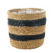 Stylish Natural & Black Striped Seagrass Basket (18 x 18cm) Indoor Planter with Liner - Lost Land Interiors