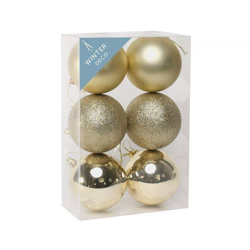 8cm Champagne Shatterproof Baubles (x6) - Lost Land Interiors