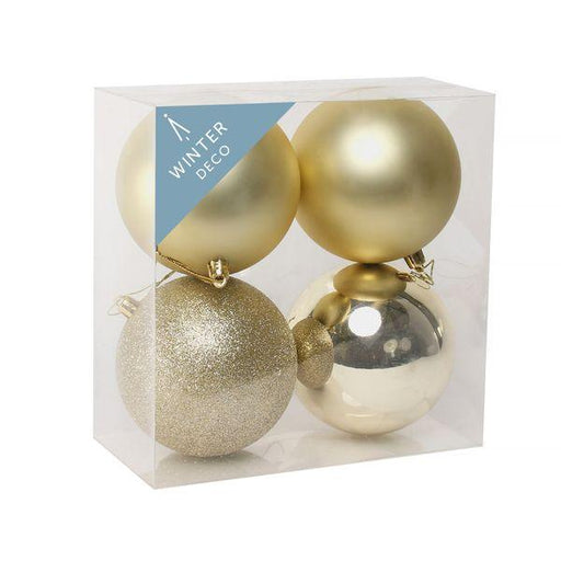 10cm Champagne Shatterproof Baubles (x4) - Lost Land Interiors