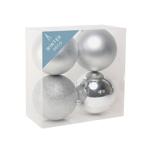 Silver Shatterproof Baubles (12cm) (4 pieces) - Lost Land Interiors