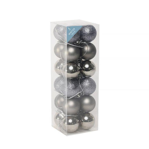 Pewter Grey Shatterproof Baubles (3cm) (24 pieces) - Lost Land Interiors