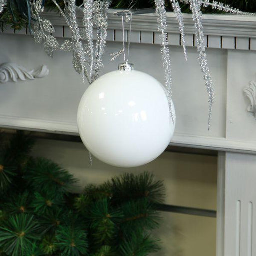 White Shiny Shatterproof Bauble (x1) (20cm) - Lost Land Interiors