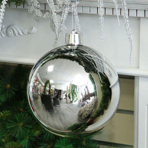 Silver Shiny Shatterproof Bauble (x1) (25cm) - Lost Land Interiors