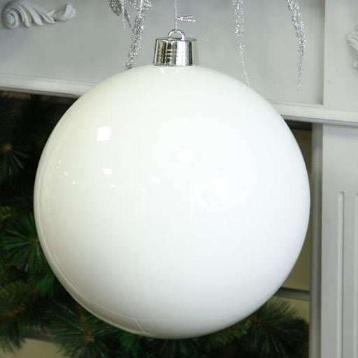 White Shiny Shatterproof Bauble (x1) (30cm) - Lost Land Interiors