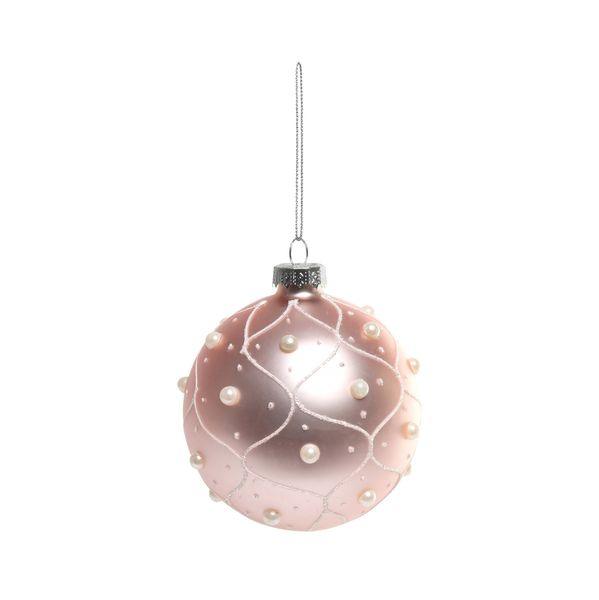 Pink Pearl Patterned Glass Bauble (Dia8cm) - Lost Land Interiors