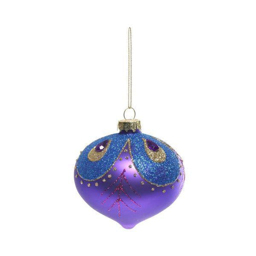 Purple and Blue Glass Droplet Bauble (Dia8cm) - Lost Land Interiors