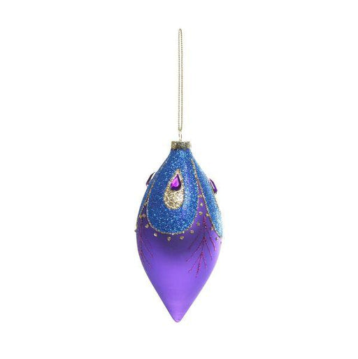 Purple and Blue Glass Droplet Bauble (H12cm) - Lost Land Interiors