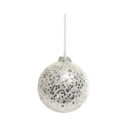 Silver Star Glass Bauble (Dia8cm) - Lost Land Interiors