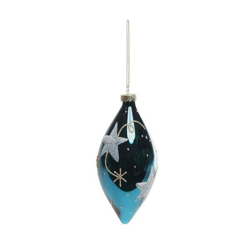 Midnight Blue Glass Droplet Bauble (H12cm) - Lost Land Interiors
