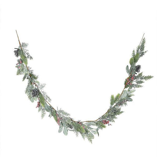 Foliage & Red Berry, Pine Garland (L183cm) Christmas Decoration Woodland - Lost Land Interiors