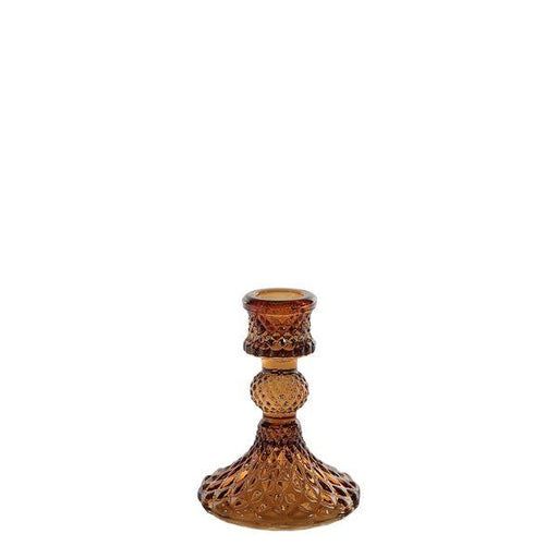 Flora Candlestick - 10cm Mocha Glass: Create a Serene Ambiance at Home - Lost Land Interiors