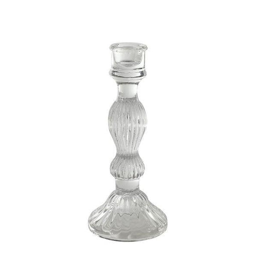 Amaya Candlestick - Clear Glass (20cm): Timeless Elegance for a Relaxing Ambiance - Lost Land Interiors