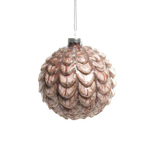 Pink Champagne Ruffled Glass Bauble (Dia10cm) - Lost Land Interiors